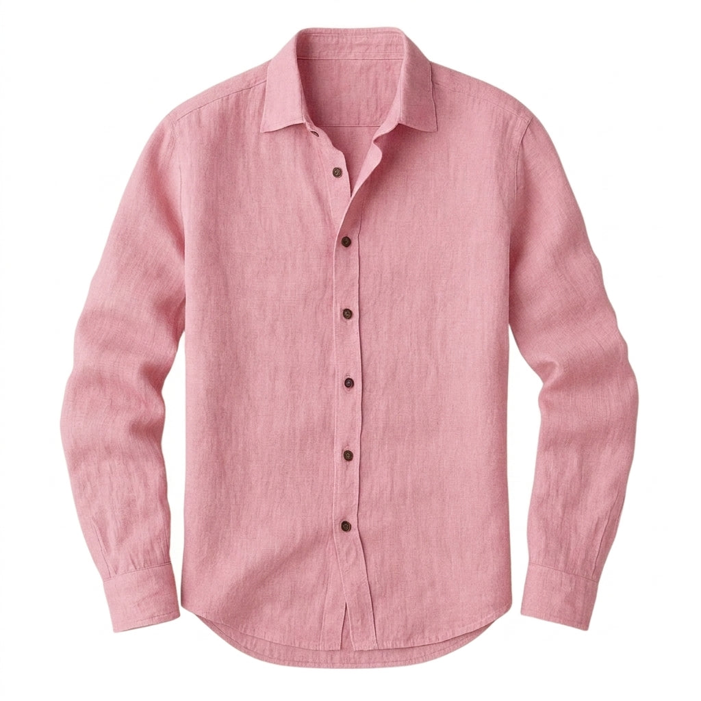 Herr långärmad skjorta med knäppning och spetsig krage-Shirts for men-Fjallbarn