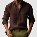 Herr långärmad skjorta med knäppning och spetsig krage-Shirts for men-Fjallbarn