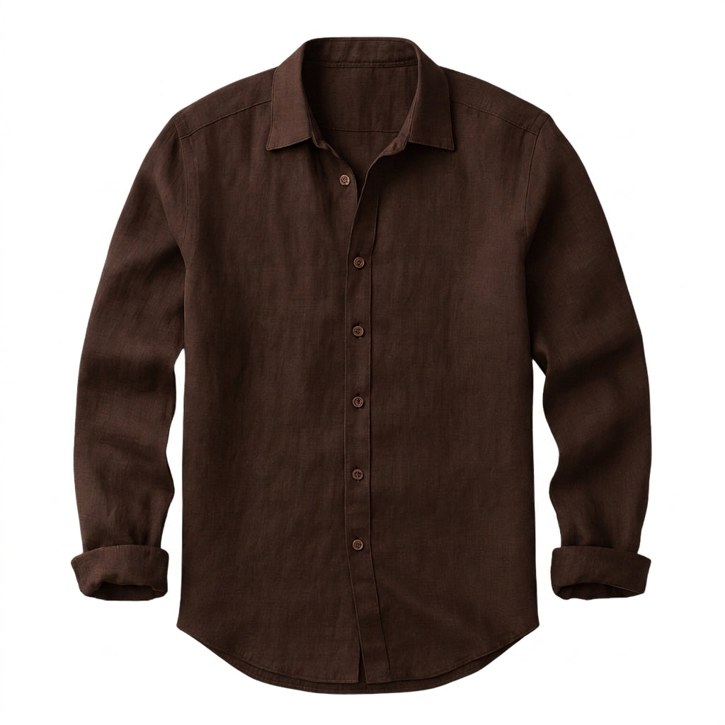 Herr långärmad skjorta med knäppning och spetsig krage-Shirts for men-Fjallbarn