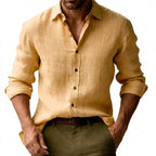 Herr långärmad skjorta med knäppning och spetsig krage-Shirts for men-Fjallbarn