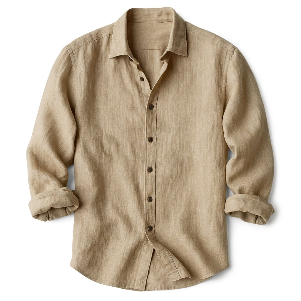 Herr långärmad skjorta med knäppning och spetsig krage-Shirts for men-Fjallbarn