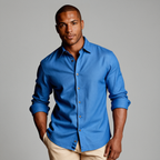 Herr långärmad skjorta med knäppning och spetsig krage-Shirts for men-Fjallbarn