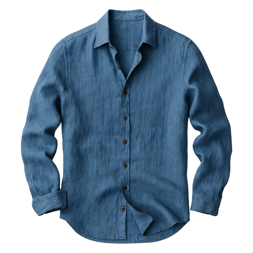 Herr långärmad skjorta med knäppning och spetsig krage-Shirts for men-Fjallbarn
