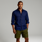 Herr långärmad skjorta med knäppning och spetsig krage-Shirts for men-Fjallbarn