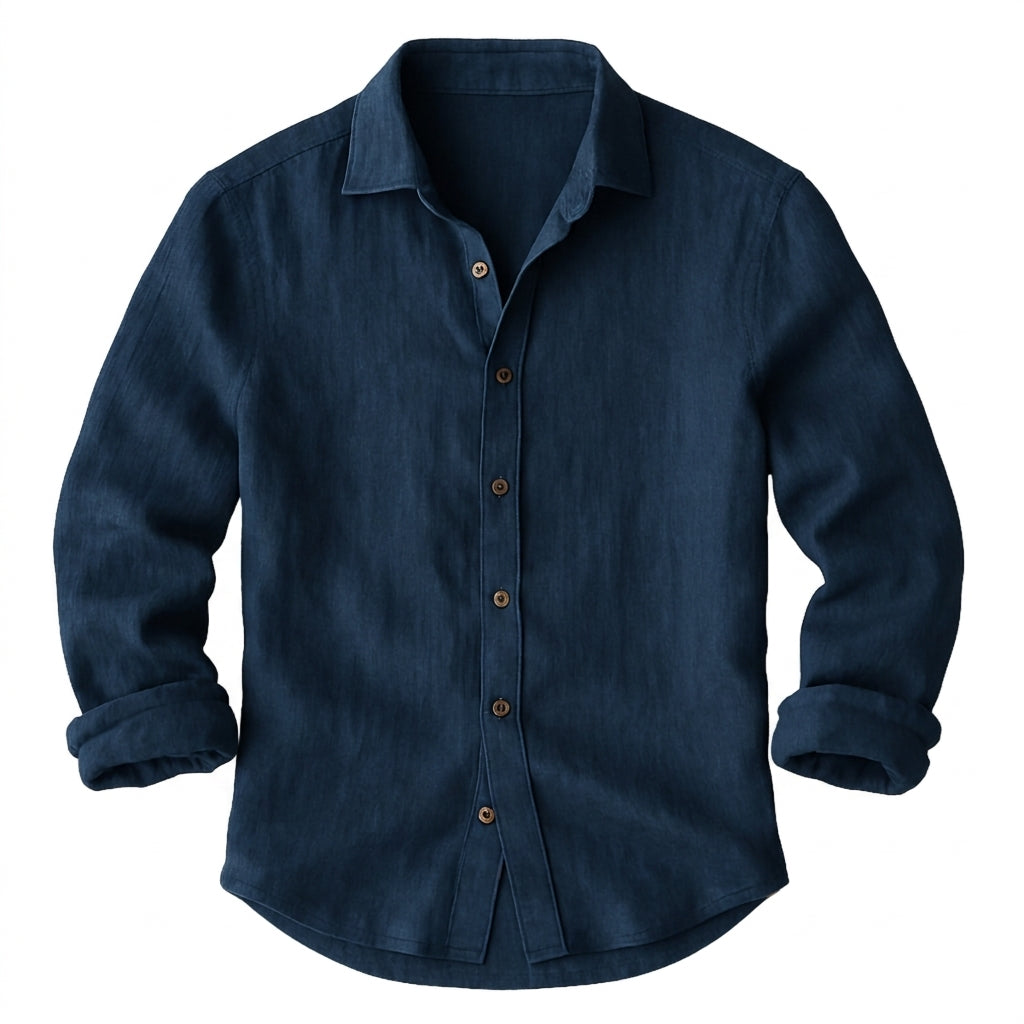 Herr långärmad skjorta med knäppning och spetsig krage-Shirts for men-Fjallbarn
