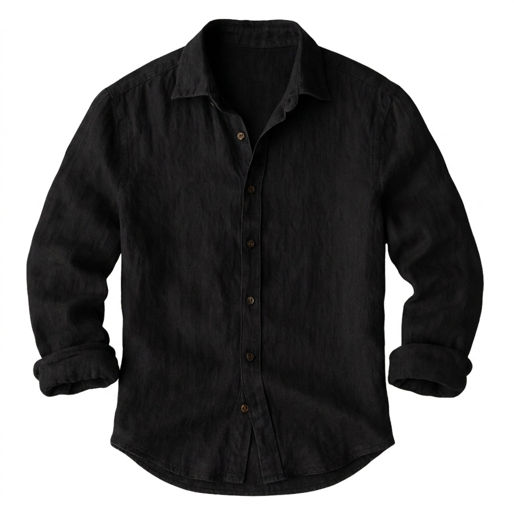 Herr långärmad skjorta med knäppning och spetsig krage-Shirts for men-Fjallbarn