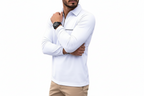 Herr långärmad tröja med krage och halv dragkedja-Shirt for Men-Fjallbarn