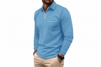 Herr långärmad tröja med krage och halv dragkedja-Shirt for Men-Fjallbarn