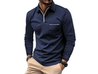 Herr långärmad tröja med krage och halv dragkedja-Shirt for Men-Fjallbarn