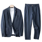 Herr lätt tvådelat set med kavaj och raka byxor i avslappnad konstruktion-suits for men-Fjallbarn