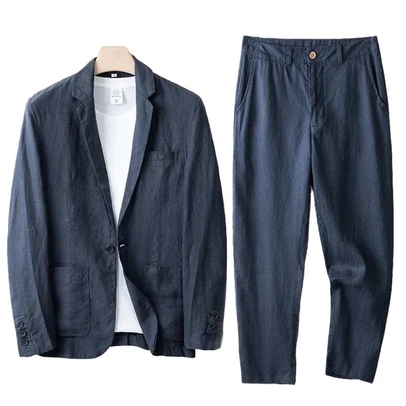 Herr lätt tvådelat set med kavaj och raka byxor i avslappnad konstruktion-suits for men-Fjallbarn