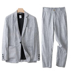 Herr lätt tvådelat set med kavaj och raka byxor i avslappnad konstruktion-suits for men-Fjallbarn