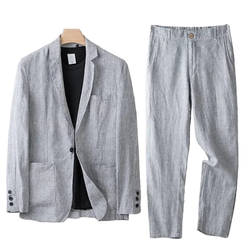 Herr lätt tvådelat set med kavaj och raka byxor i avslappnad konstruktion-suits for men-Fjallbarn