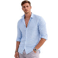 Herr linneskjorta med knappar och krage-Shirt for men-Fjallbarn