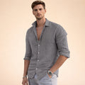Herr linneskjorta med knappar och krage-Shirt for men-Fjallbarn