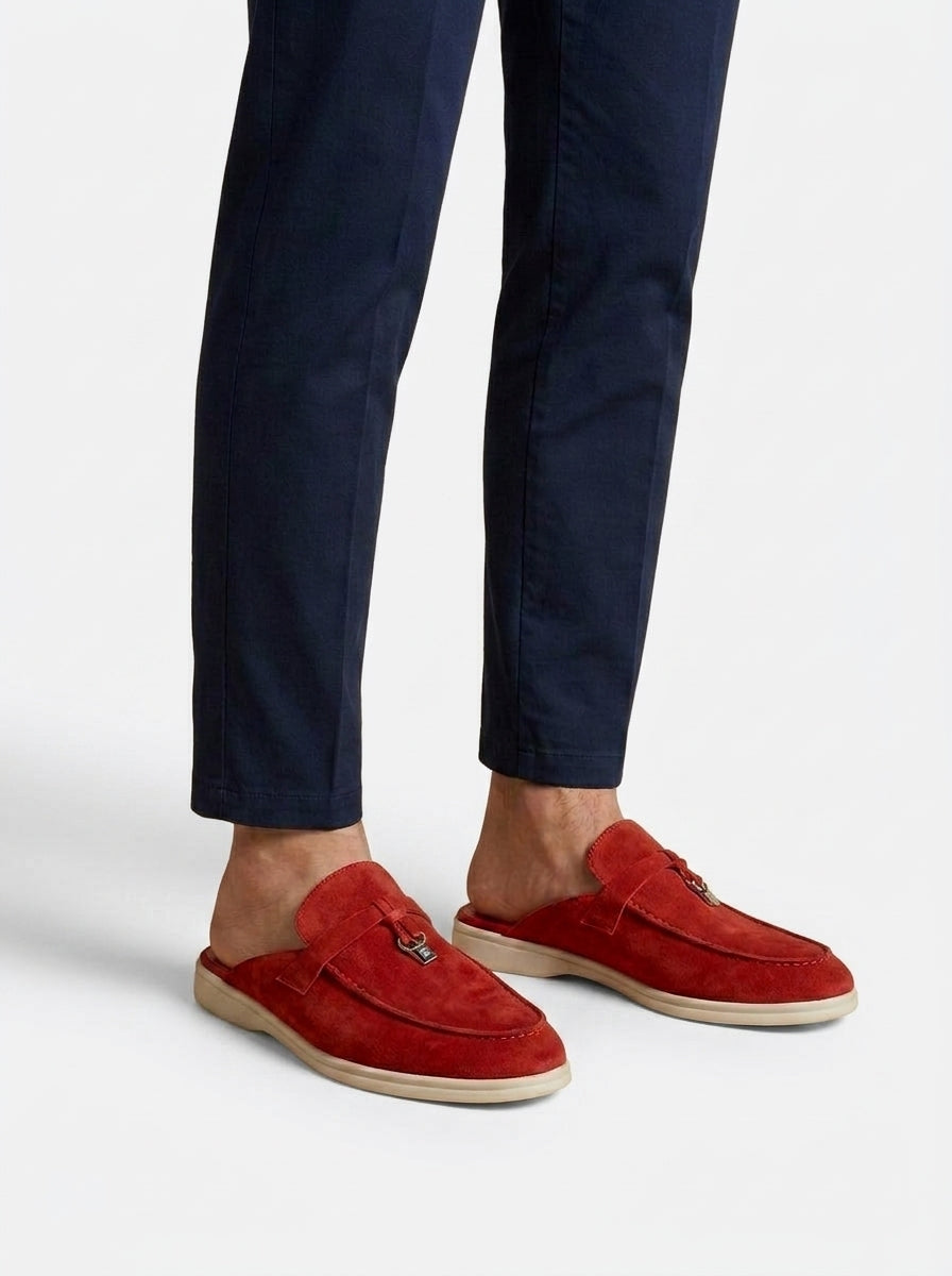 Herr mockasiner med öppen häl och metallbeslag-Footwear for men-Fjallbarn