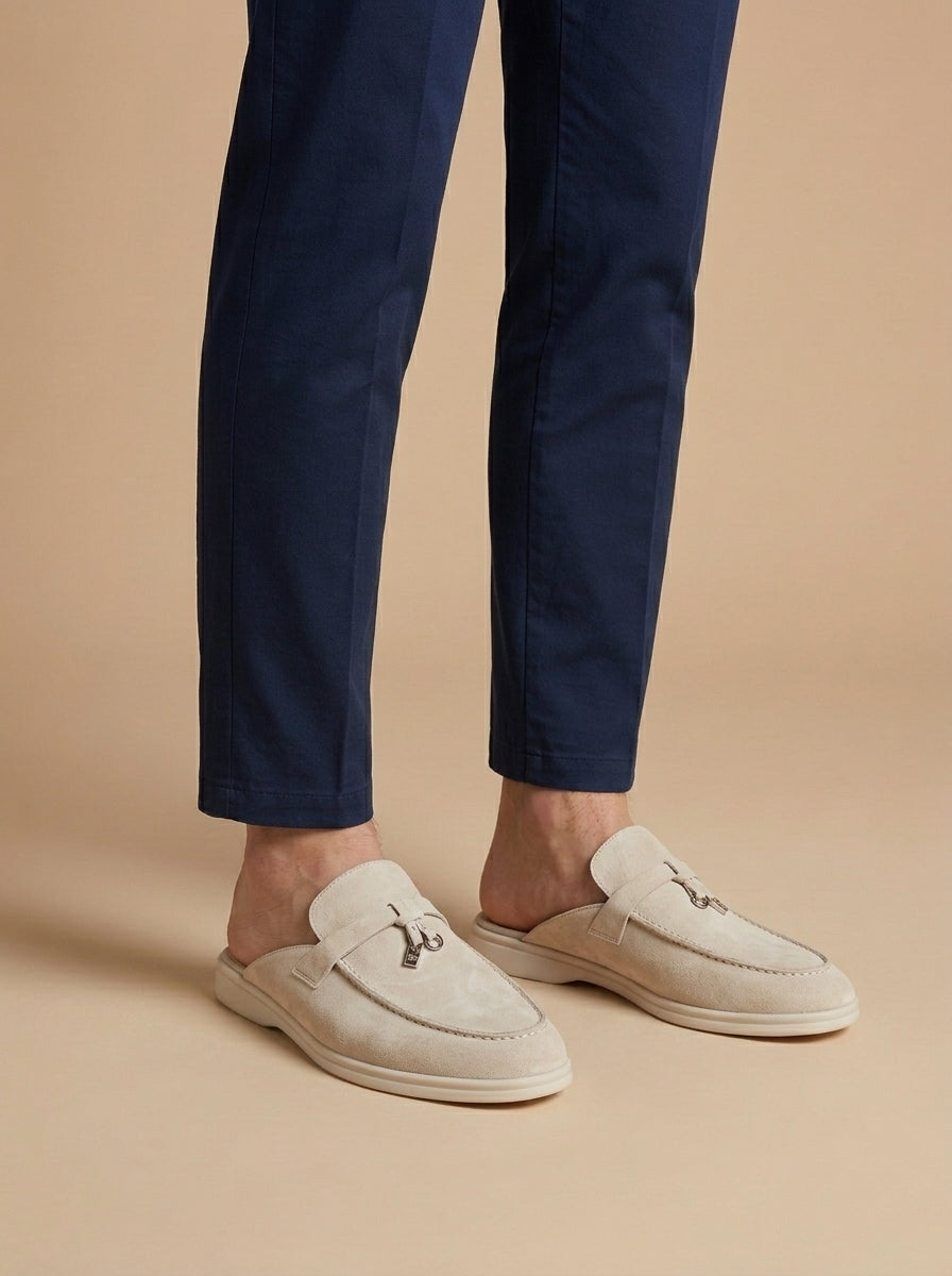 Herr mockasiner med öppen häl och metallbeslag-Footwear for men-Fjallbarn