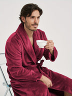 Herr Morgonrock med sjalkrage och knytbälte-Robe for men-Fjallbarn