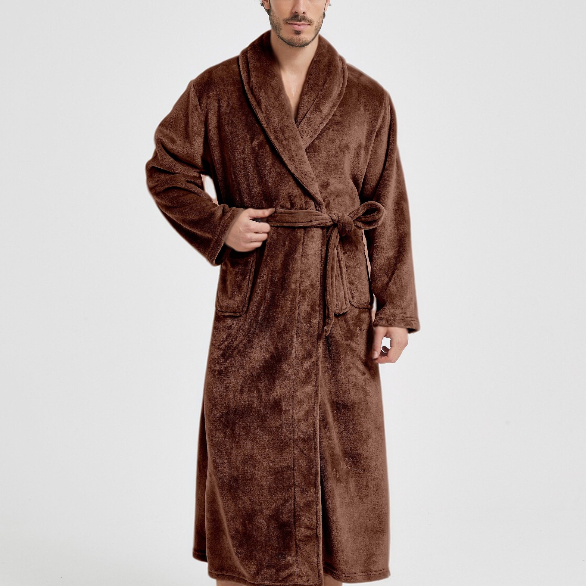 Herr Morgonrock med sjalkrage och knytbälte-Robe for men-Fjallbarn