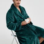 Herr Morgonrock med sjalkrage och knytbälte-Robe for men-Fjallbarn