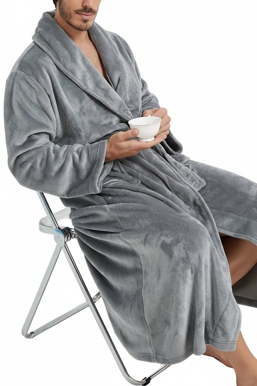 Herr Morgonrock med sjalkrage och knytbälte-Robe for men-Fjallbarn