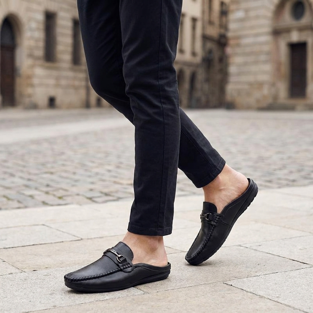 Herr-mules med metalldetalj-Footwear for men-Fjallbarn