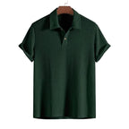 Herr Pikétröja med Strukturmönster och Knappslå-T-shirt for men-Fjallbarn