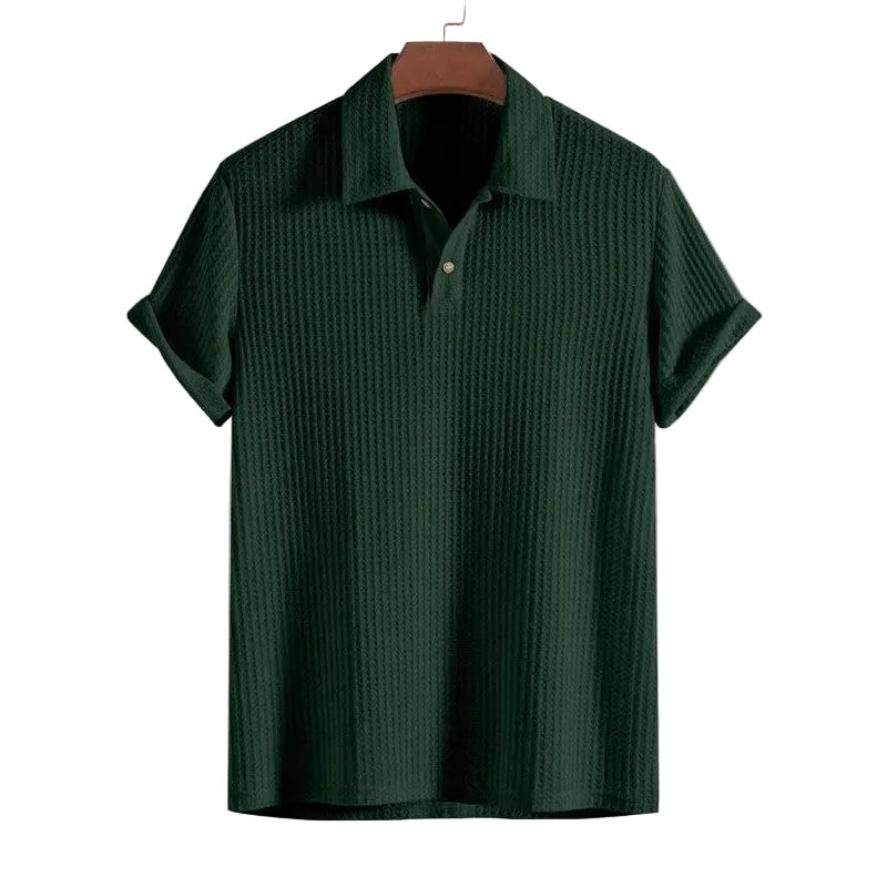 Herr Pikétröja med Strukturmönster och Knappslå-T-shirt for men-Fjallbarn