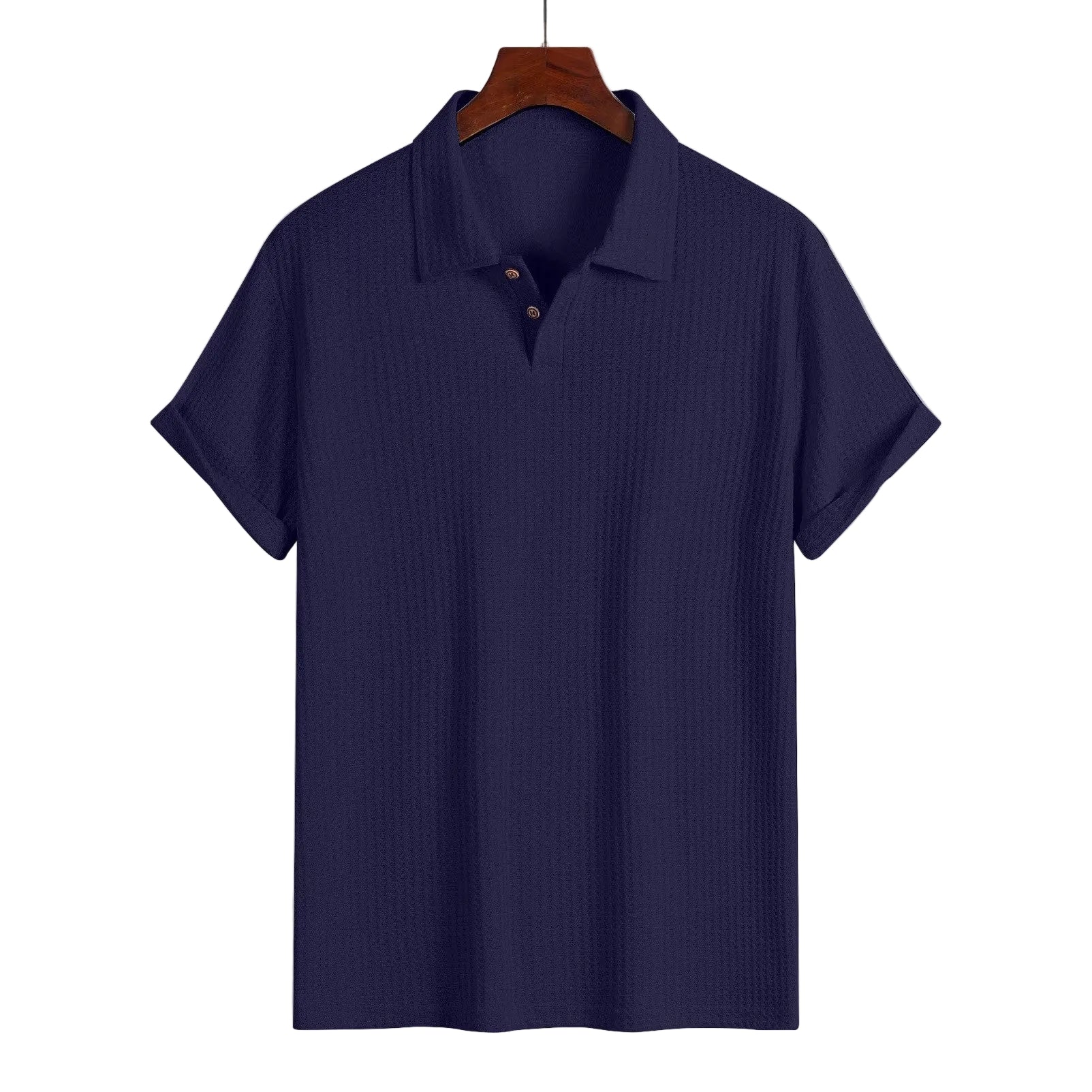 Herr Pikétröja med Strukturmönster och Knappslå-T-shirt for men-Fjallbarn