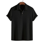 Herr Pikétröja med Strukturmönster och Knappslå-T-shirt for men-Fjallbarn