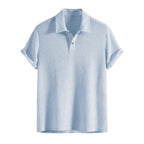 Herr Pikétröja med Strukturmönster och Knappslå-T-shirt for men-Fjallbarn