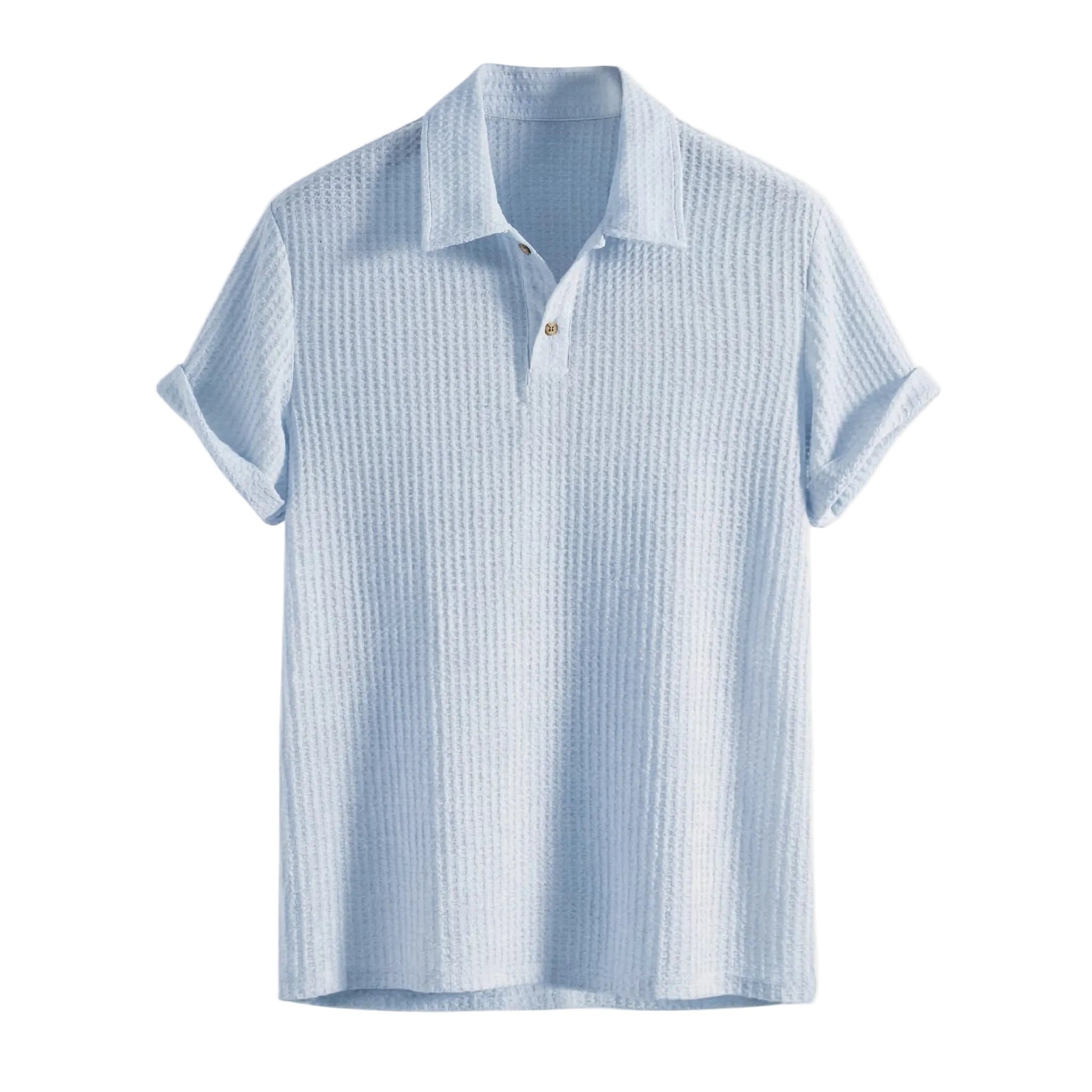 Herr Pikétröja med Strukturmönster och Knappslå-T-shirt for men-Fjallbarn