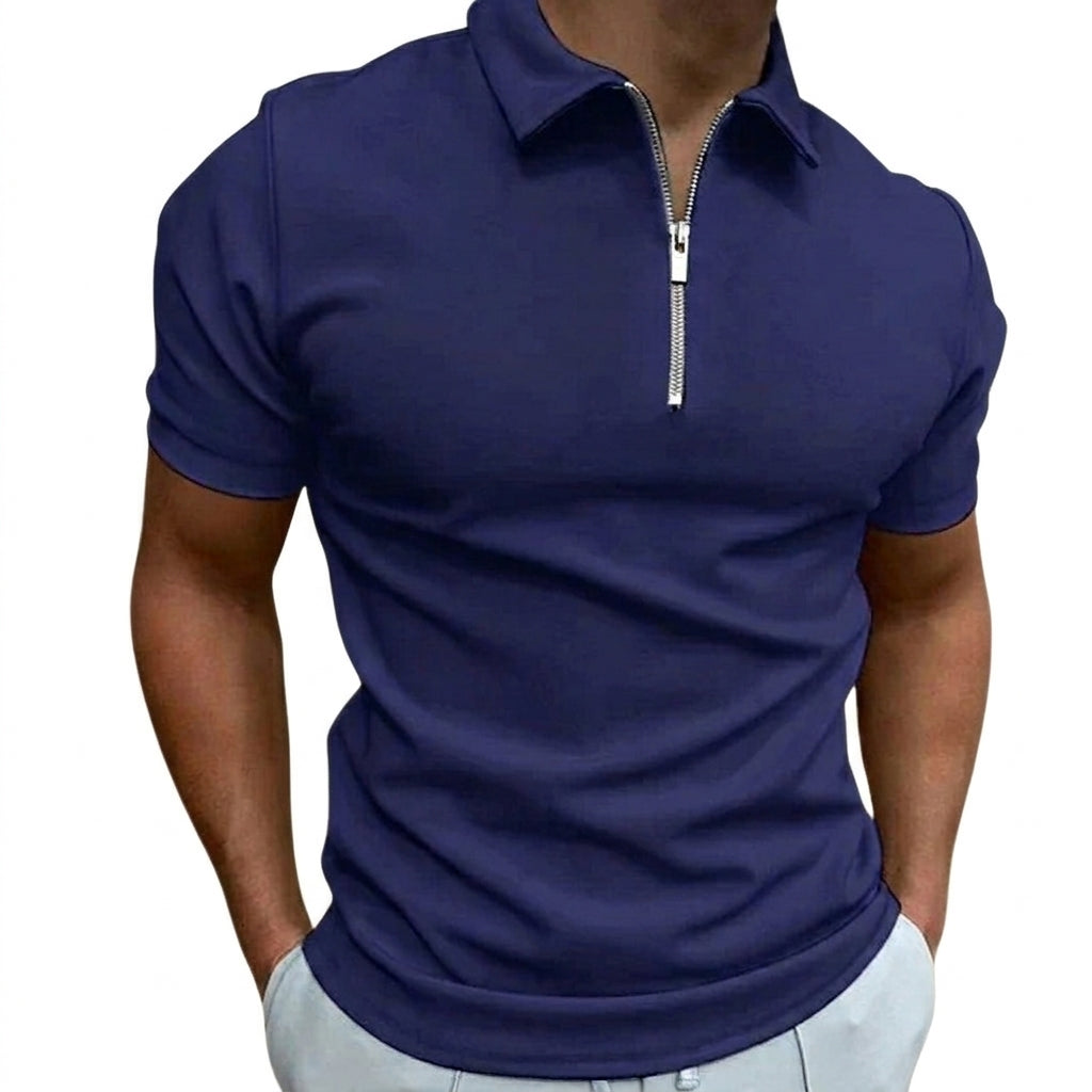 Herr Polotröja med Dragkedja och Korta Ärmar-Tops for men-Fjallbarn