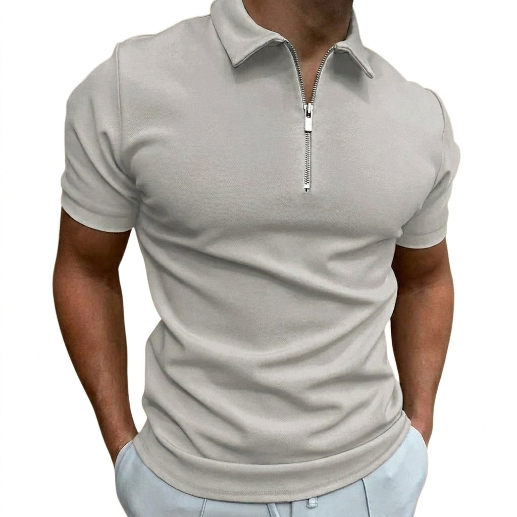 Herr Polotröja med Dragkedja och Korta Ärmar-Tops for men-Fjallbarn