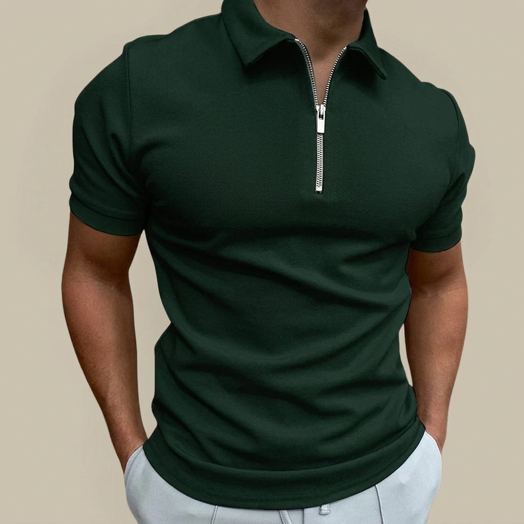 Herr Polotröja med Dragkedja och Korta Ärmar-Tops for men-Fjallbarn