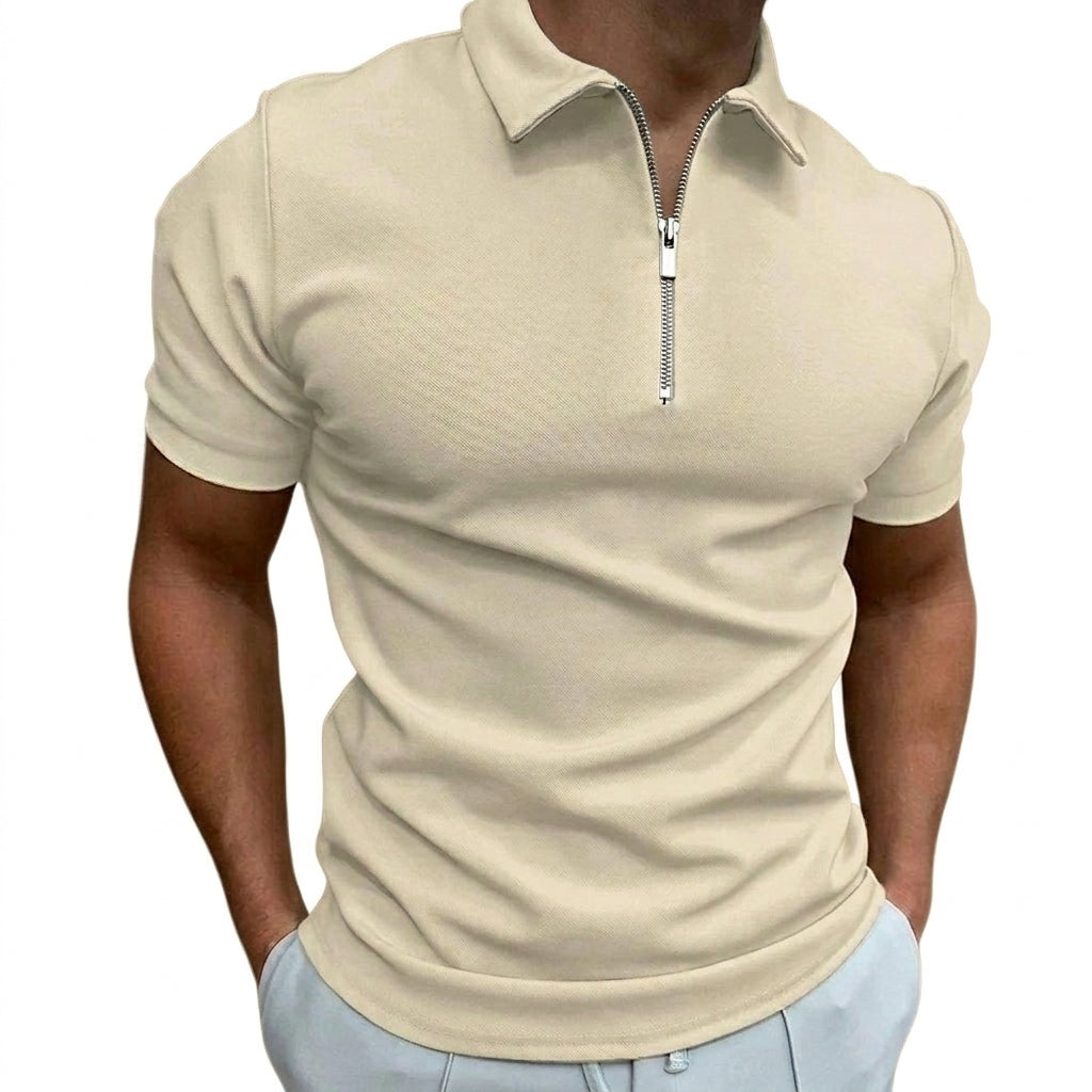 Herr Polotröja med Dragkedja och Korta Ärmar-Tops for men-Fjallbarn
