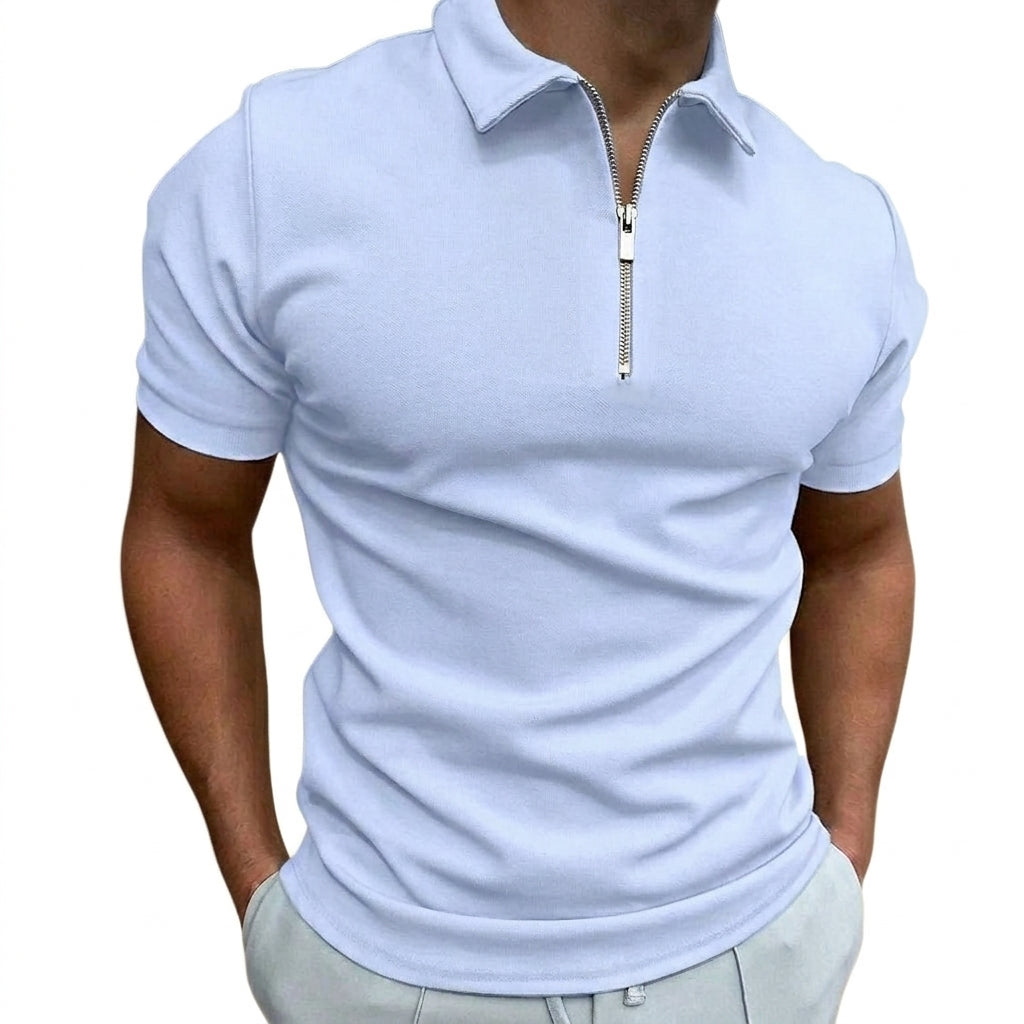 Herr Polotröja med Dragkedja och Korta Ärmar-Tops for men-Fjallbarn