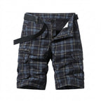 Herr Rutiga Cargoshorts med Skärp och Fickor med Lock-Shorts for men-Fjallbarn