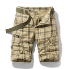 Herr Rutiga Cargoshorts med Skärp och Fickor med Lock-Shorts for men-Fjallbarn