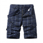 Herr Rutiga Cargoshorts med Skärp och Fickor med Lock-Shorts for men-Fjallbarn