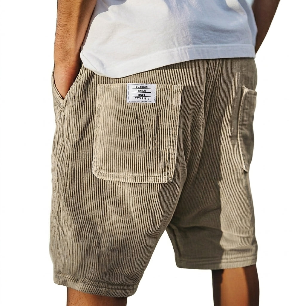 Herr shorts med ribbad yta och utanpåliggande bakfickor-Shorts for men-Fjallbarn