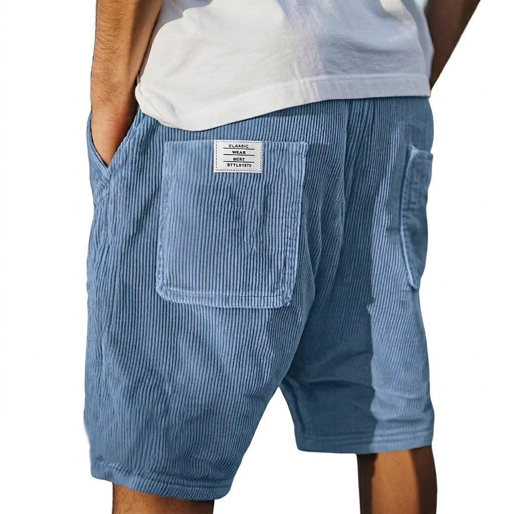 Herr shorts med ribbad yta och utanpåliggande bakfickor-Shorts for men-Fjallbarn