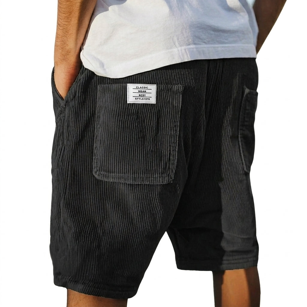 Herr shorts med ribbad yta och utanpåliggande bakfickor-Shorts for men-Fjallbarn