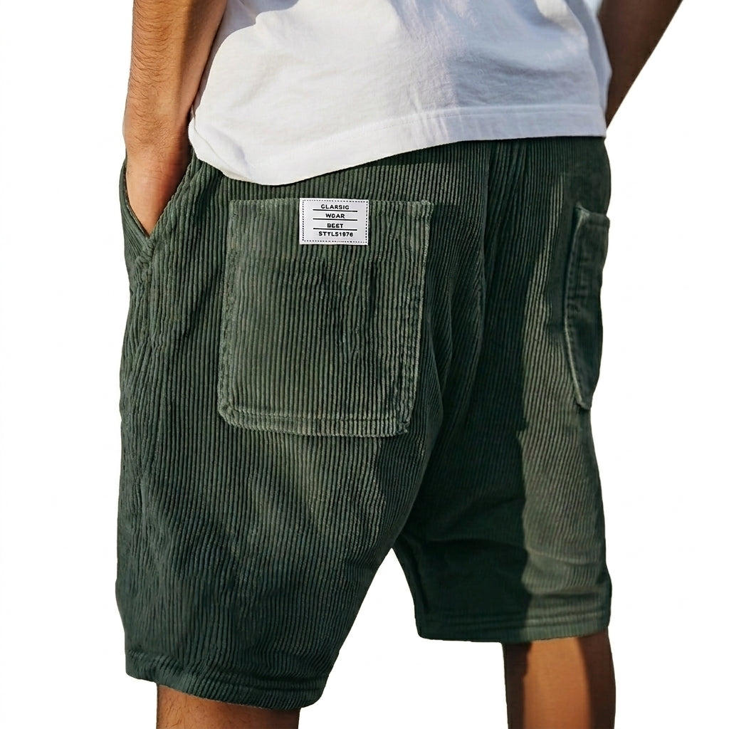 Herr shorts med ribbad yta och utanpåliggande bakfickor-Shorts for men-Fjallbarn
