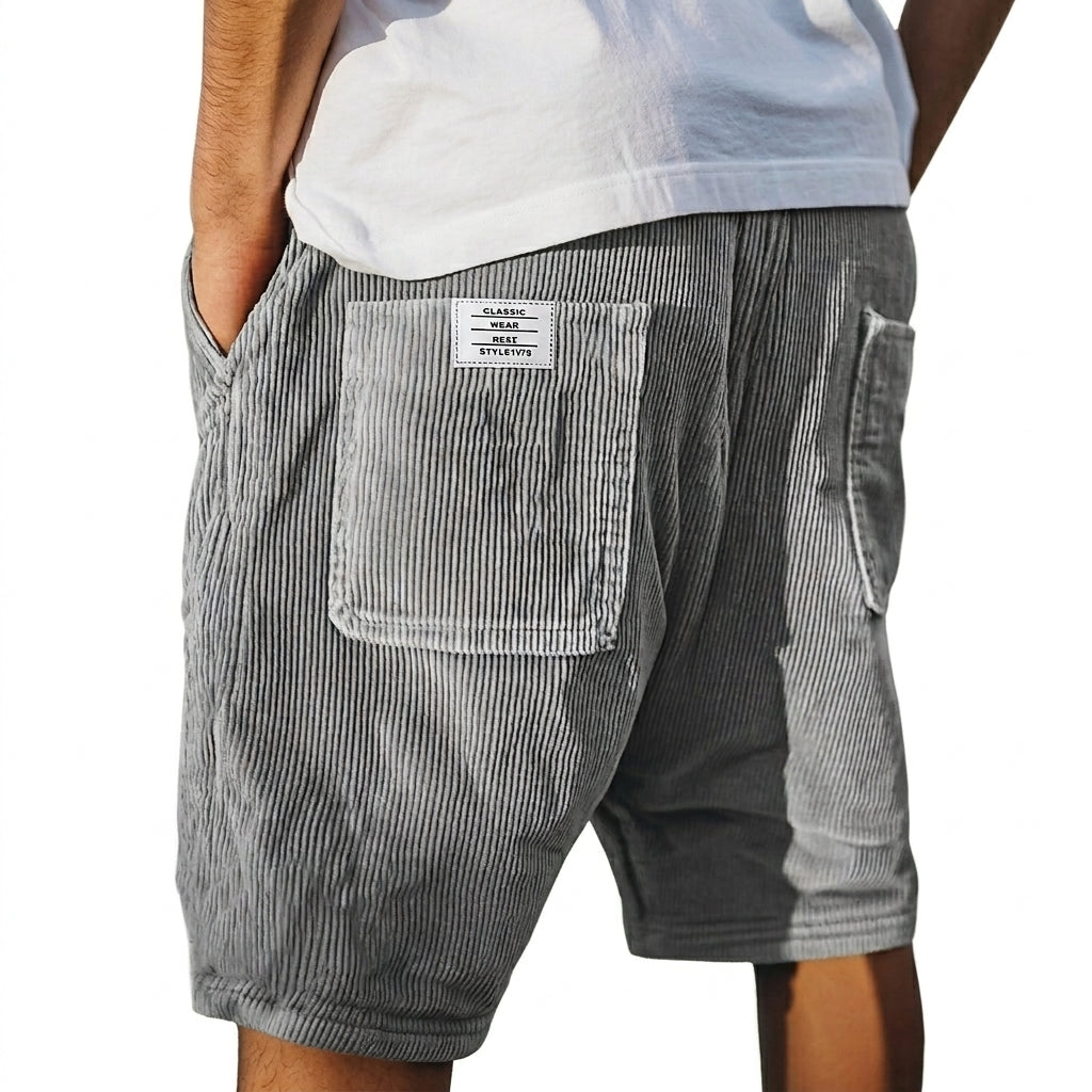 Herr shorts med ribbad yta och utanpåliggande bakfickor-Shorts for men-Fjallbarn