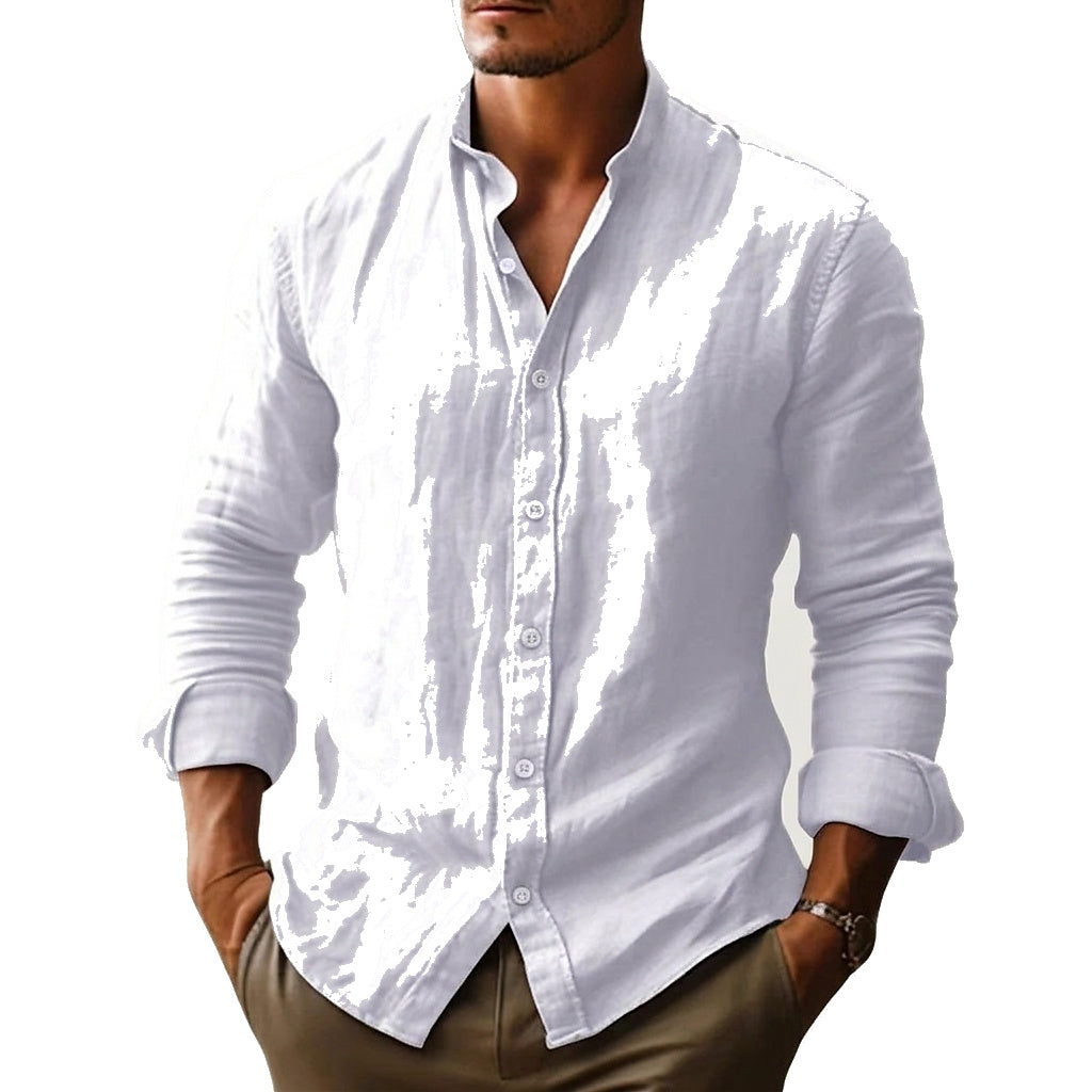 Herr skjorta med kinakrage och knäppning framtill-Shirts for men-Fjallbarn