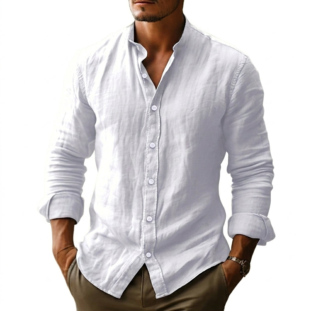 Herr skjorta med kinakrage och knäppning framtill-Shirts for men-Fjallbarn