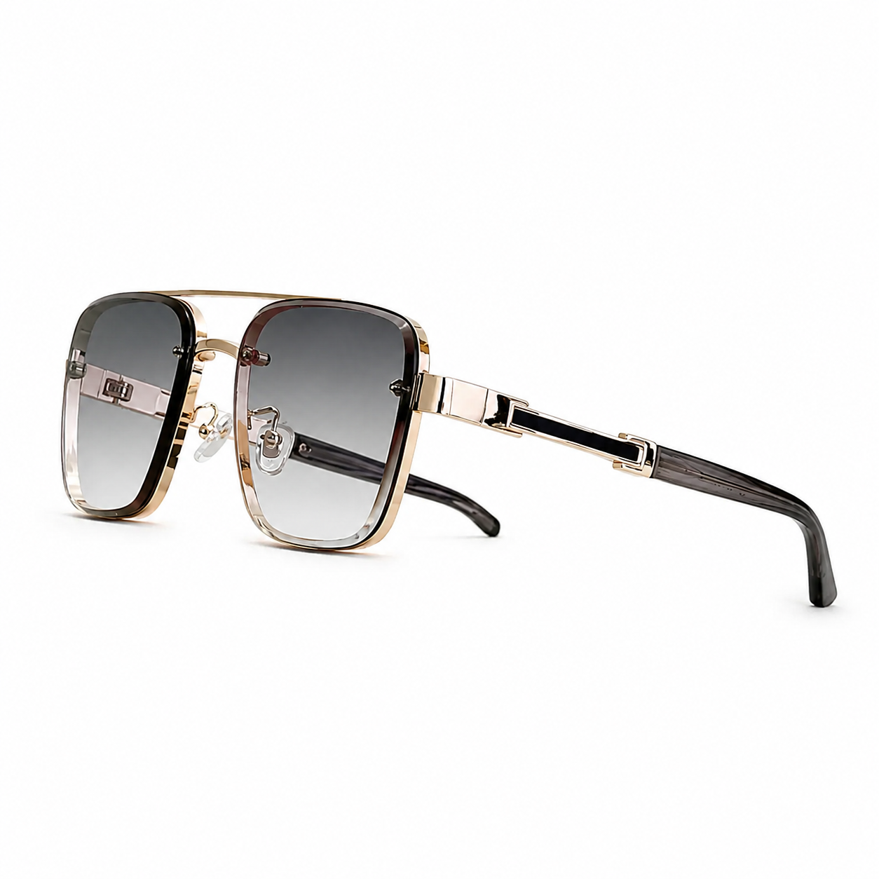 Herr solglasögon med kantiga linser och dubbel bro-Glasses for men-Fjallbarn