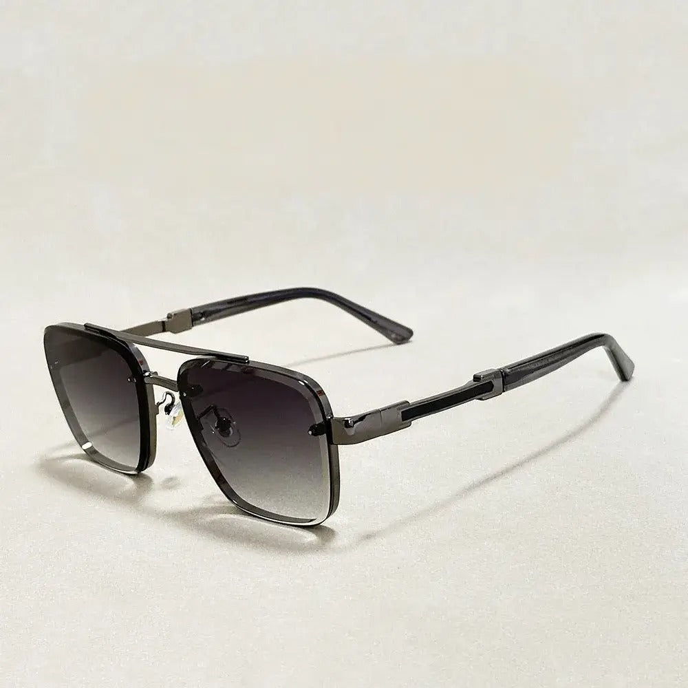 Herr solglasögon med kantiga linser och dubbel bro-Glasses for men-Fjallbarn