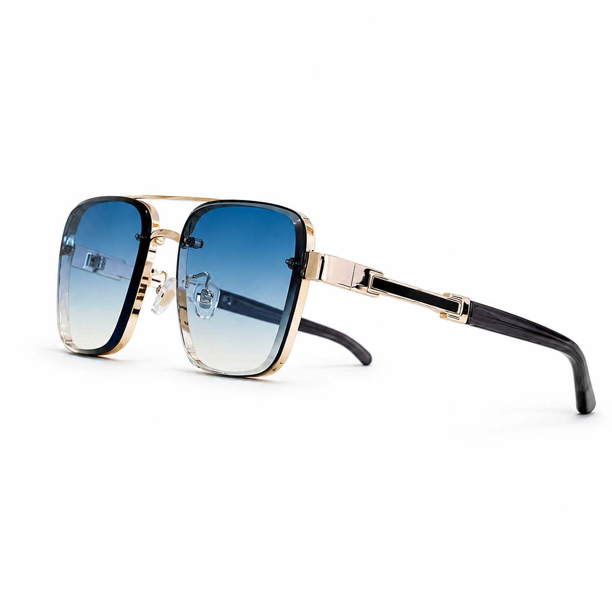 Herr solglasögon med kantiga linser och dubbel bro-Glasses for men-Fjallbarn